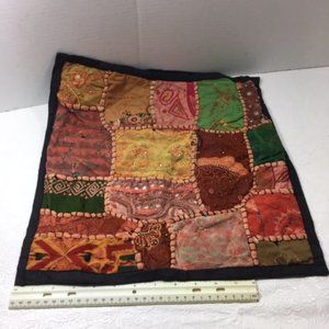 Beads Sequins Embroidered Patchwork Handmade Pillow Cushion Cover from India